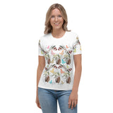 womans cycling tee with australian native floral