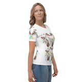 white cycling tshirt with native australian flowers