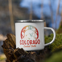 colorado biking trails crested butte badge on enamel coffee mug