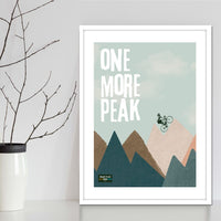 cycling poster art of mountains and bike rider