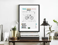 Mountain bike and road cyclist wall art poster series. Cycling art prints and MTB posters designed for wall decor for art mad cyclists.