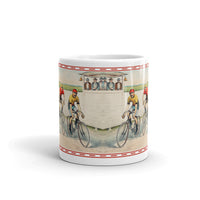 Vintage cycling illustrations on gift mug